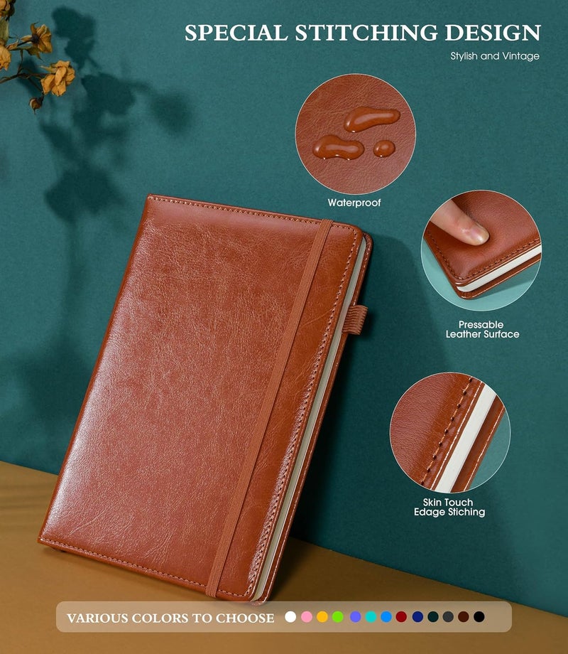 Ansopu Lined Journal Notebook for Writing, A5 100 GSM Thick Paper, Leather Hardcover Journal for Woman Men, Travel Journal Diary 160 Pages(5.75'' X 8.38''Brown) - Image 3
